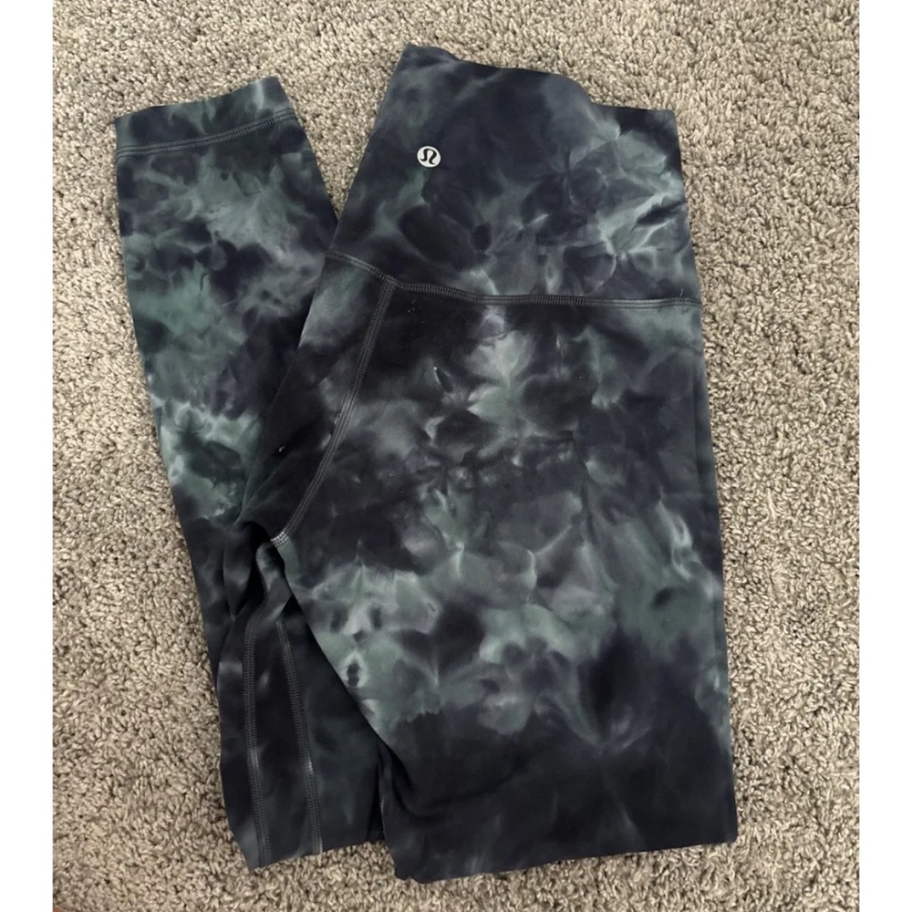 lululemon athletica Black and Gray Tie-Dye Leggings